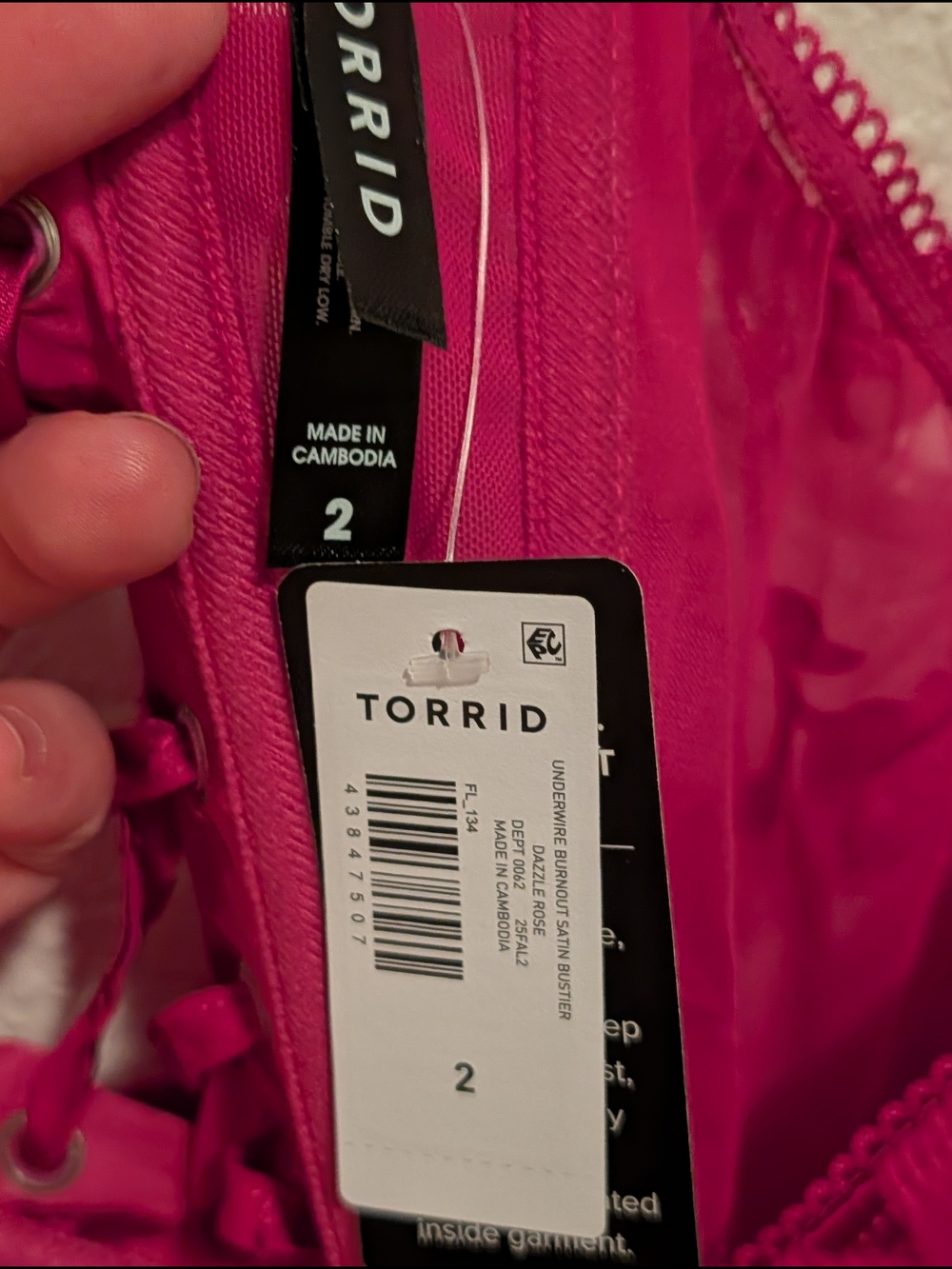 Torrid Fuchsia Pink Floral Burnout Velvet Bustier Tank - Picture 3 of 3